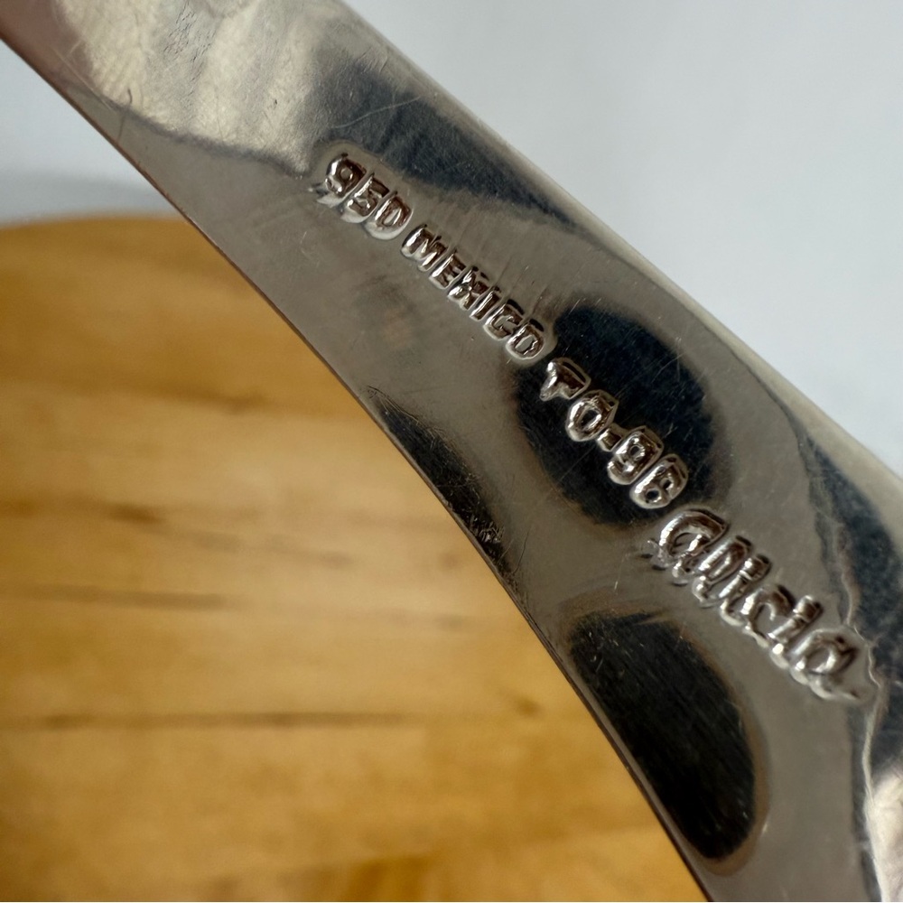 Vintage TAXCO 950 Mexico TO-96 ALICIA Sterling Silver Modernist Cuff Necklace - Picture 11 of 16